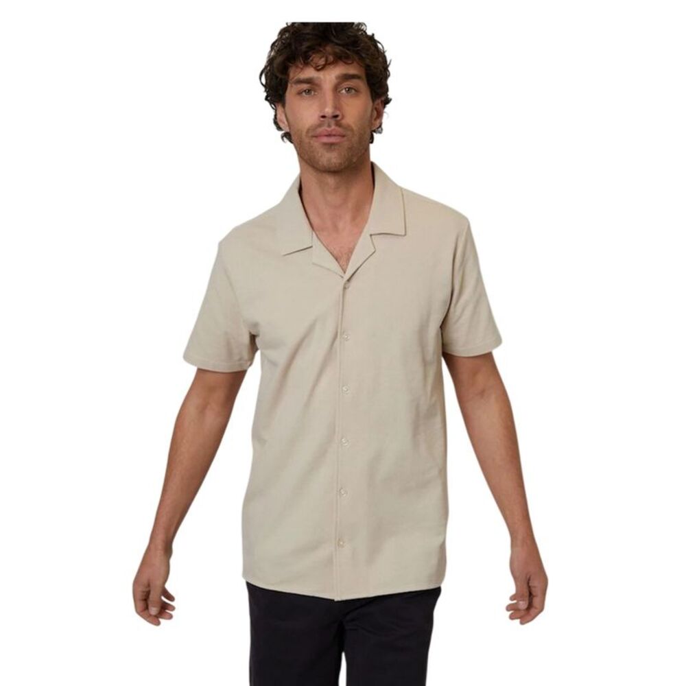 Threadbare Mens Kaylian Regular Short-Sleeved Shirt / Stone